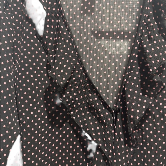 Studio 1940 Black and Pink Polka Dot Blouse - Picture 5 of 6